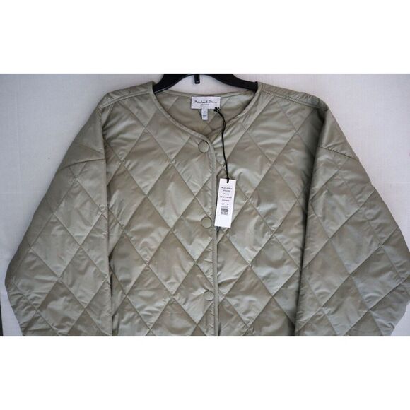 Michael Stars SFDQL27X Women Sz 3X LT Olive Sonnet Snap Front Quilted Coat - Picture 7 of 9